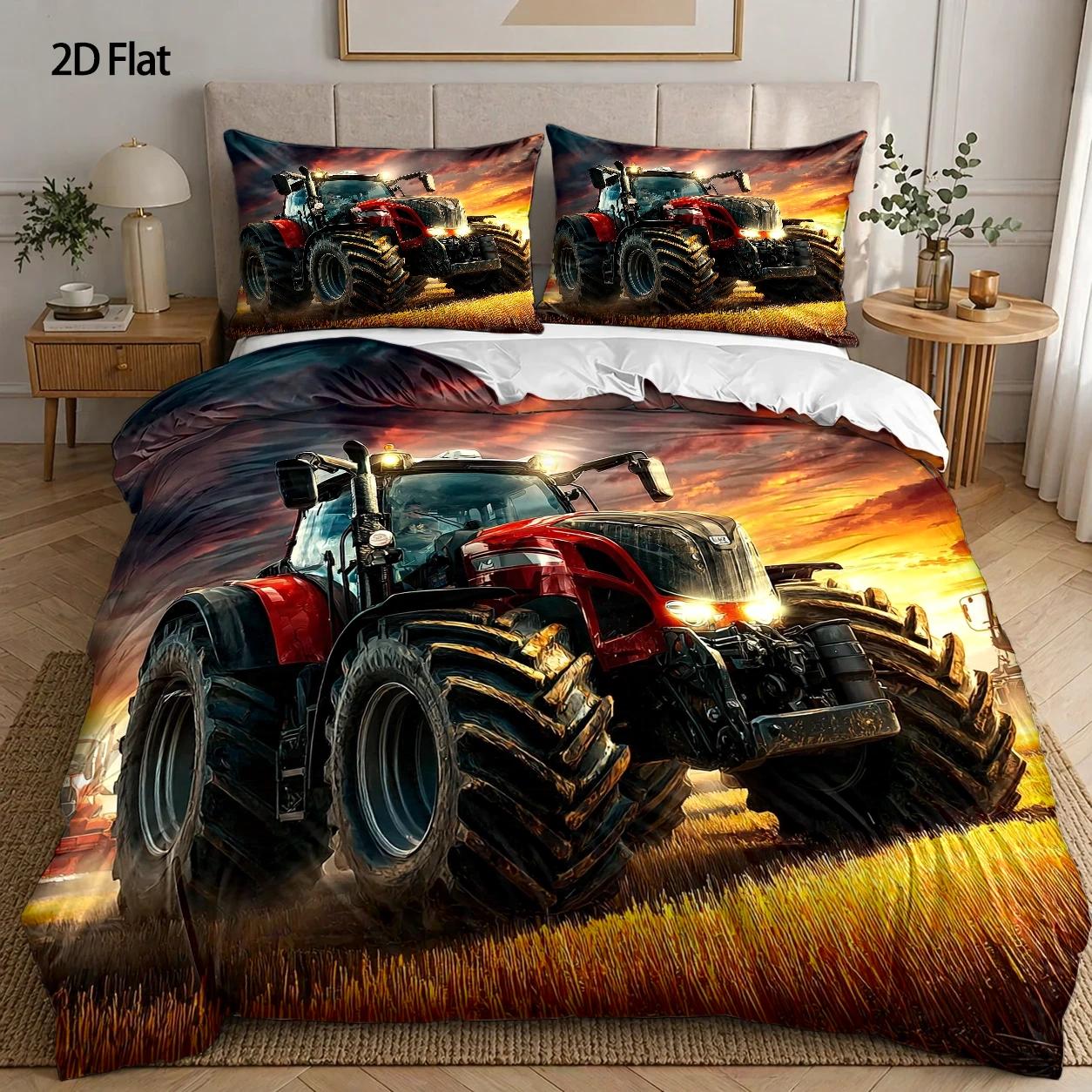 Agriculture Farming Cartoon - 3-delige dekbedovertrekset, 1 dekbedovertrek + 2