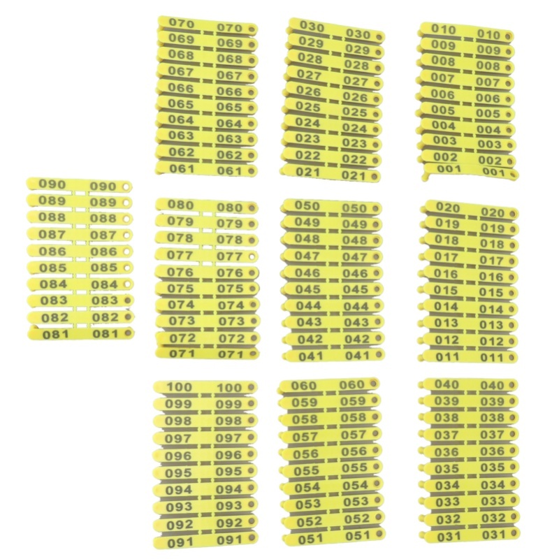 Livestock Ear Tag - 100PCS 001-100 Nummer Plastic Vee Tag